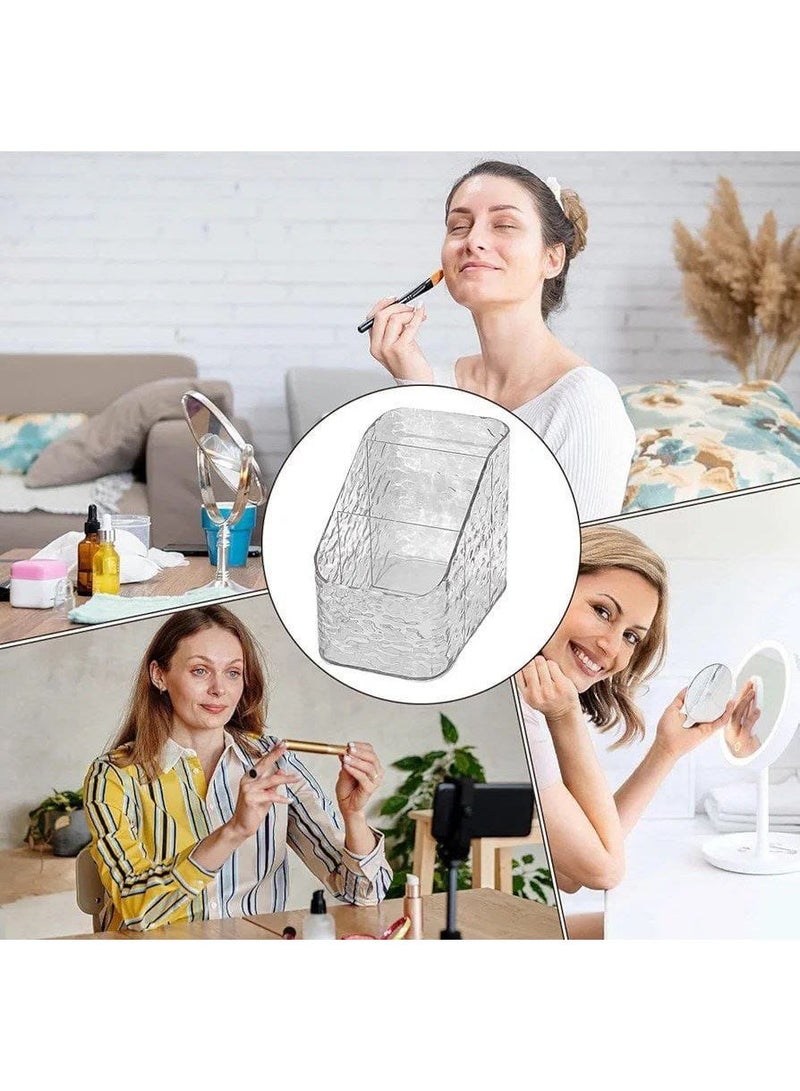 Luxury acrylic makeup organizer with a crystal design – a touch of elegance and organization for your vanity. 3 compartments and can also be used as a remote control organizer. - Image 5